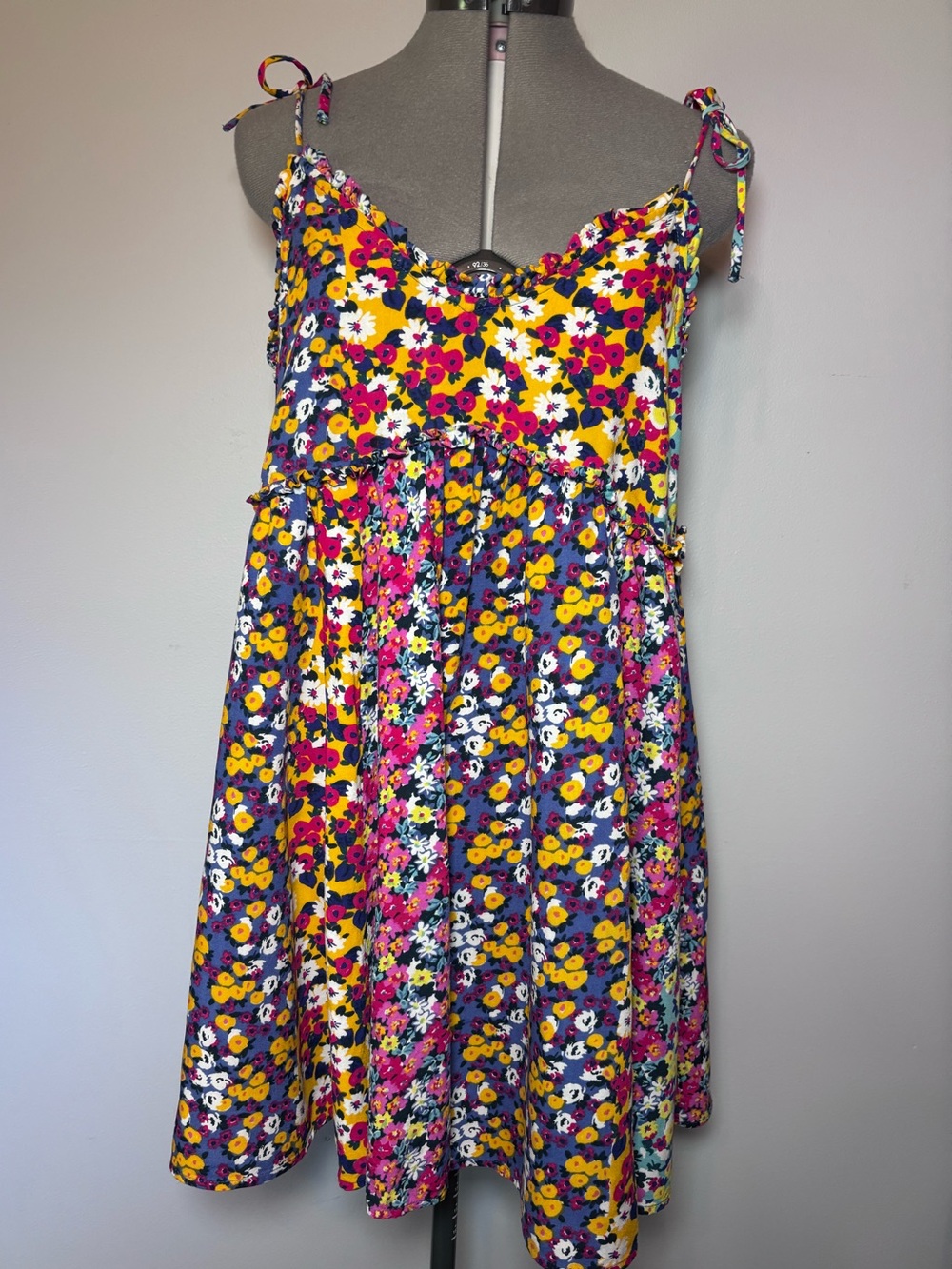 Patrons of Peace Girls Floral Tie-Shoulder Sundress in Yellow & Pink - medium
